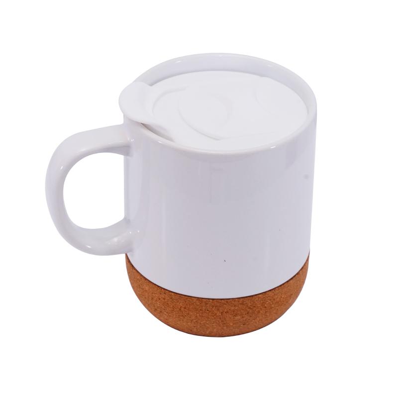 ceramic coffee mug with cork base_ white_B